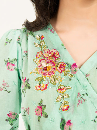 Lawn Tiered Dress-Embellished (Pret)