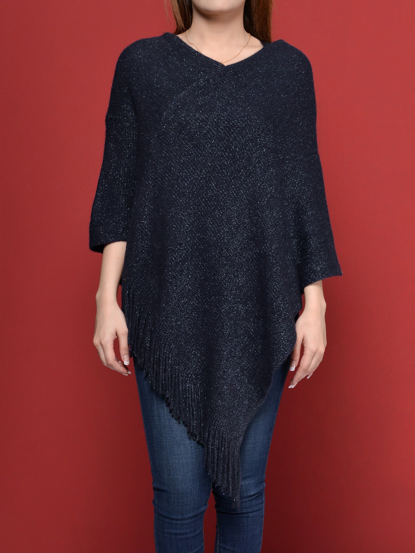 Shimmer Woolen Poncho