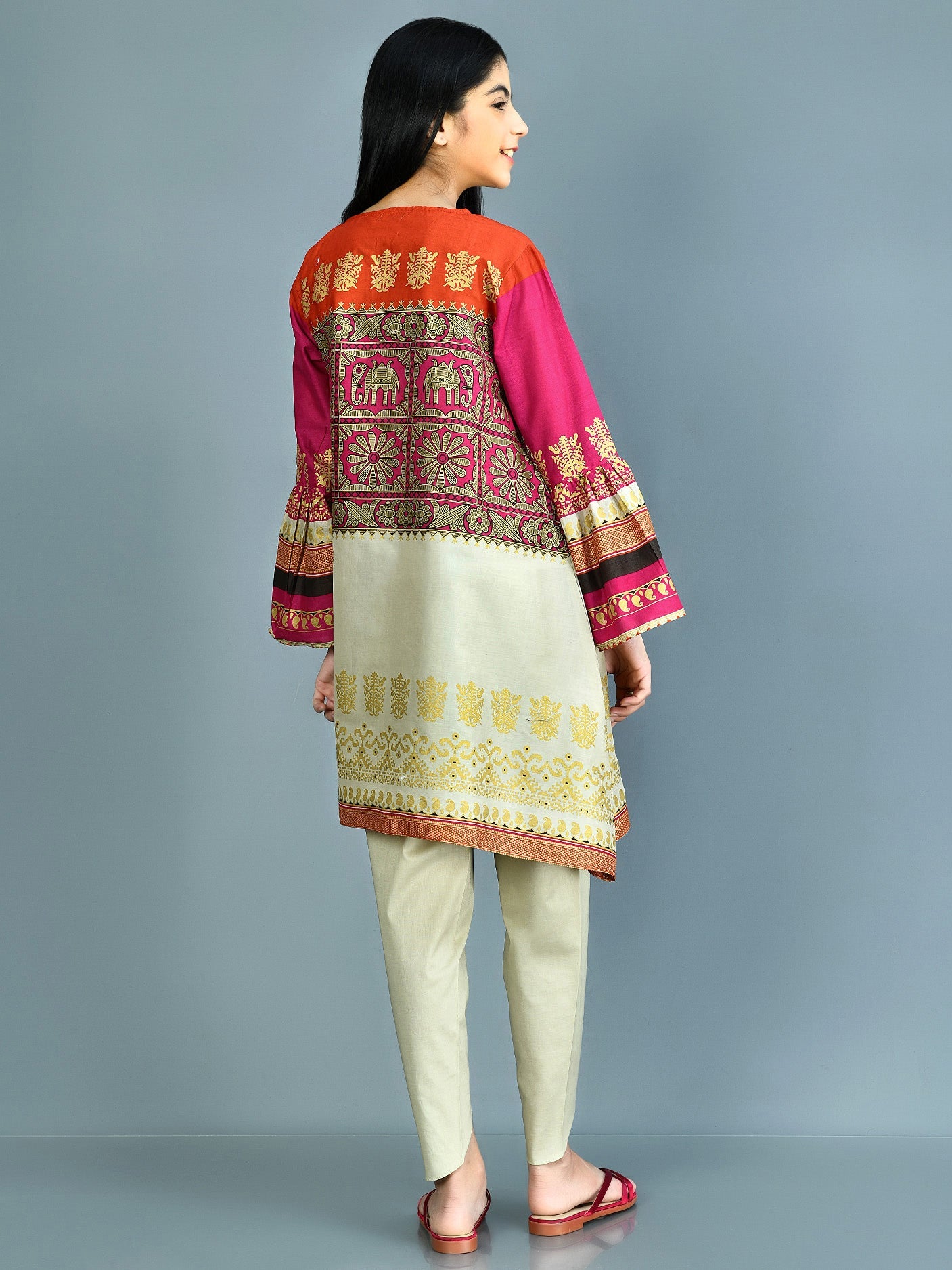 Printed Gold Lawn Suit