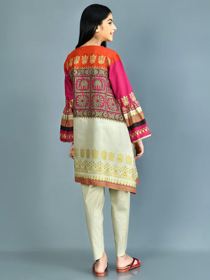 Printed Gold Lawn Suit