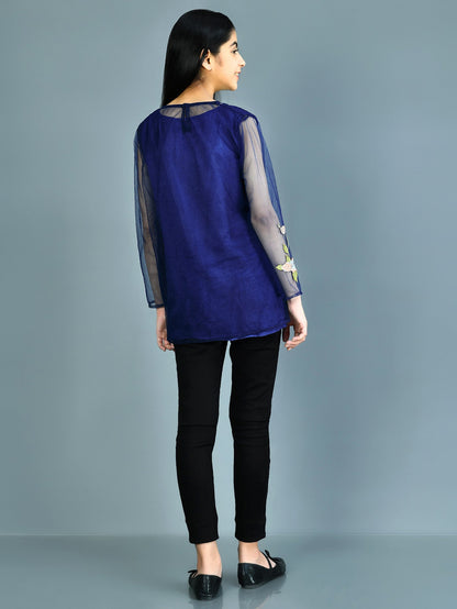 Embroidered Net Top