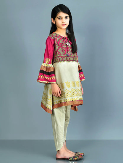 Printed Gold Lawn Suit