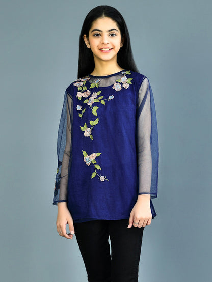 Embroidered Net Top