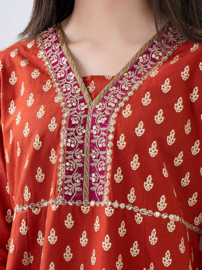 2 Piece Cambric Suit-Embroidered