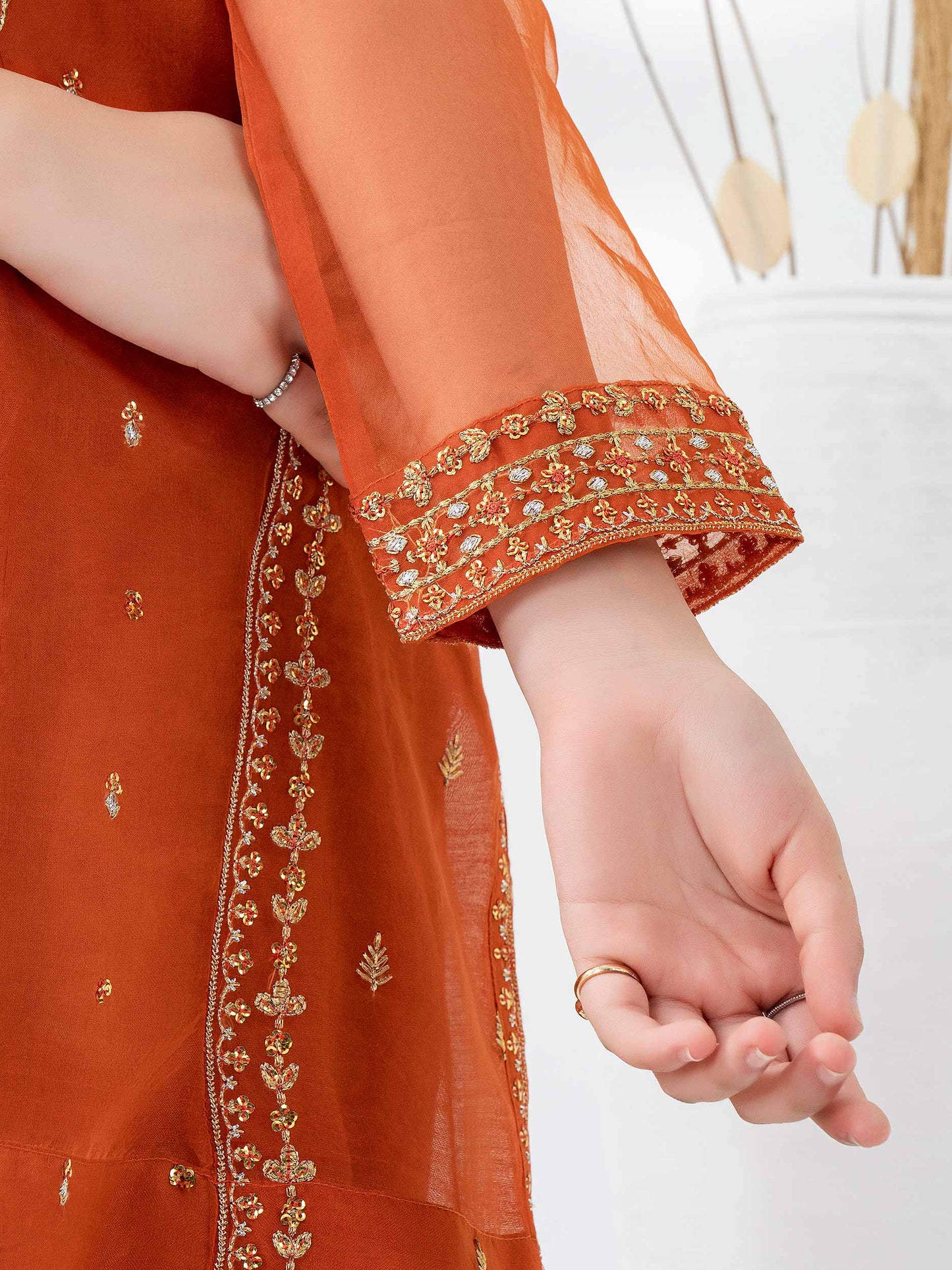2 Piece Organza Suit-Embroidered