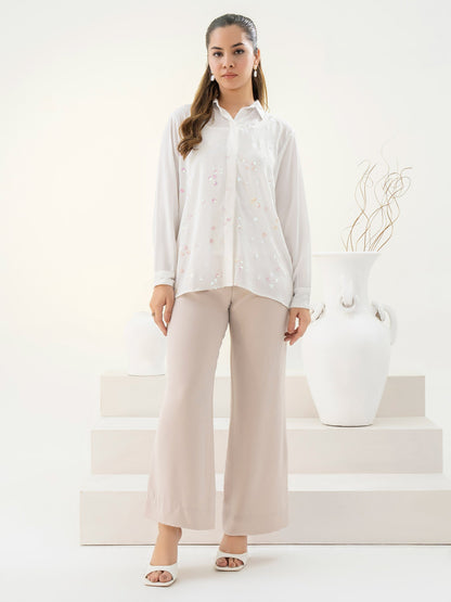 Embroidered Crepe Top