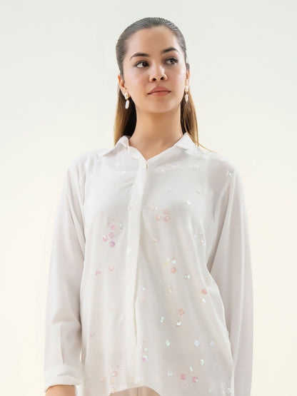 Embroidered Crepe Top