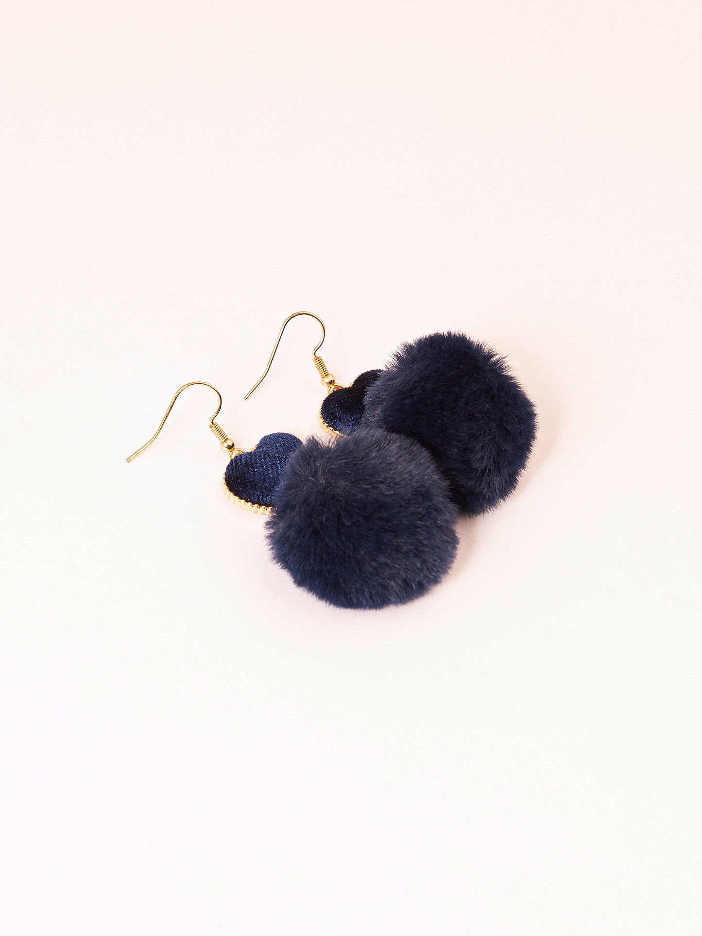 Heart Pompom Drop Earrings