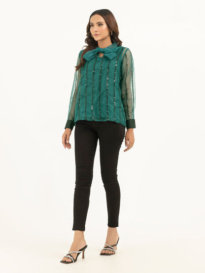 Organza Top With Inner -Embellished
