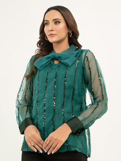Organza Top With Inner -Embellished