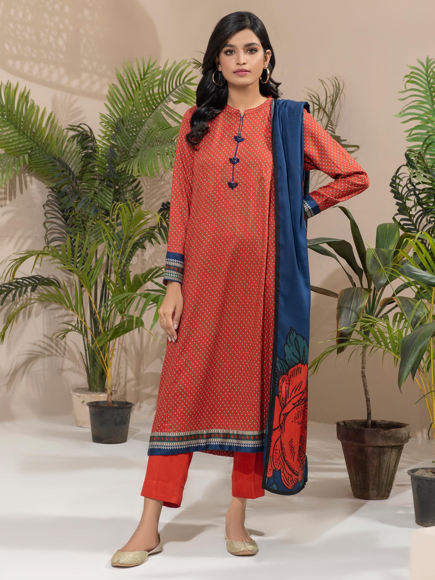 3 Piece Linen Suit-Printed (Unstitched)