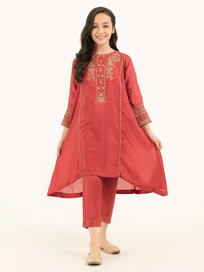 2 Piece Silk Suit-Embroidered (Pret)