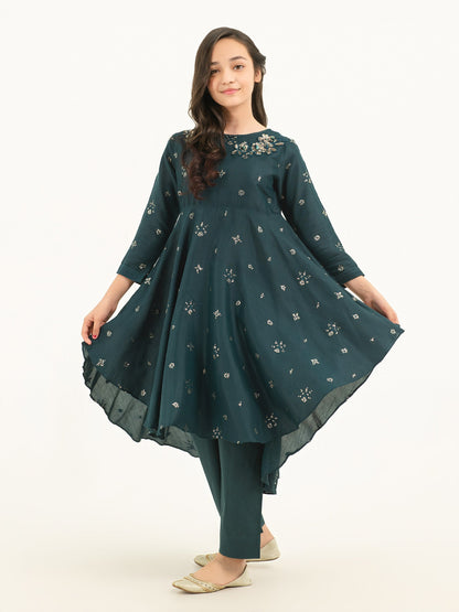 2 Piece Silk Suit-Embroidered (Pret)