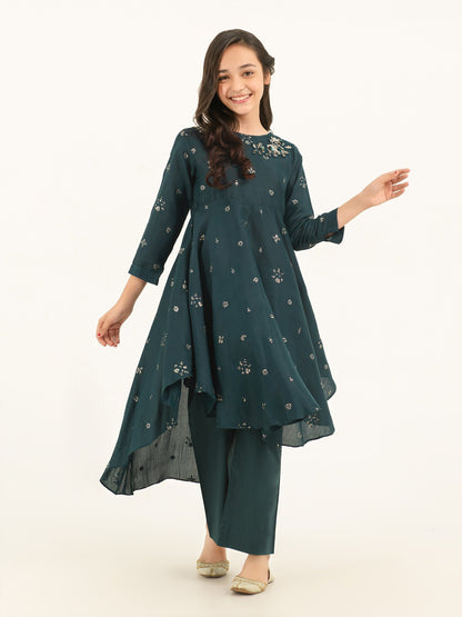 2 Piece Silk Suit-Embroidered (Pret)