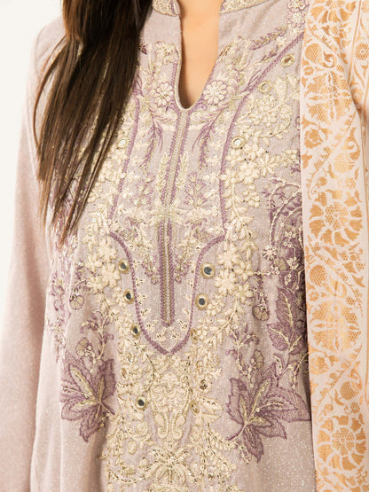3 Piece Karandi Suit-Embroidered (Pret)