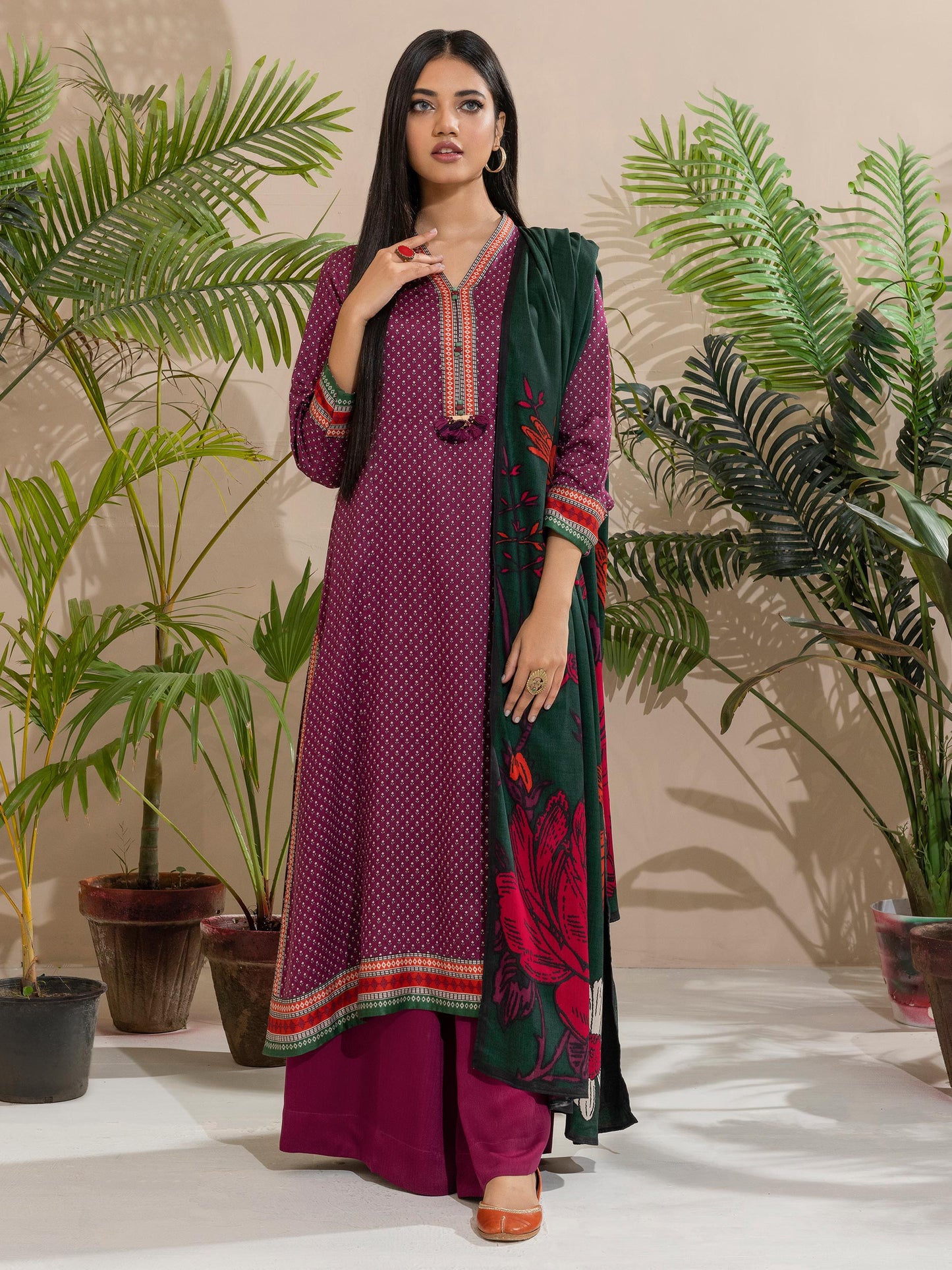 3 Piece Linen Suit-Printed (Unstitched)