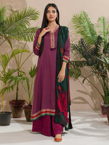 3 Piece Linen Suit-Printed (Unstitched)