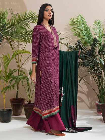 3 Piece Linen Suit-Printed (Unstitched)