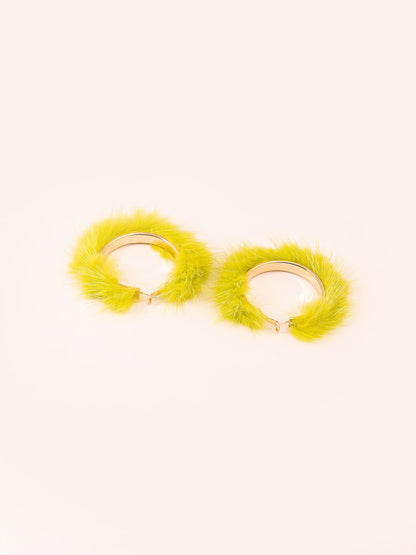 Fur Hoop Earrings