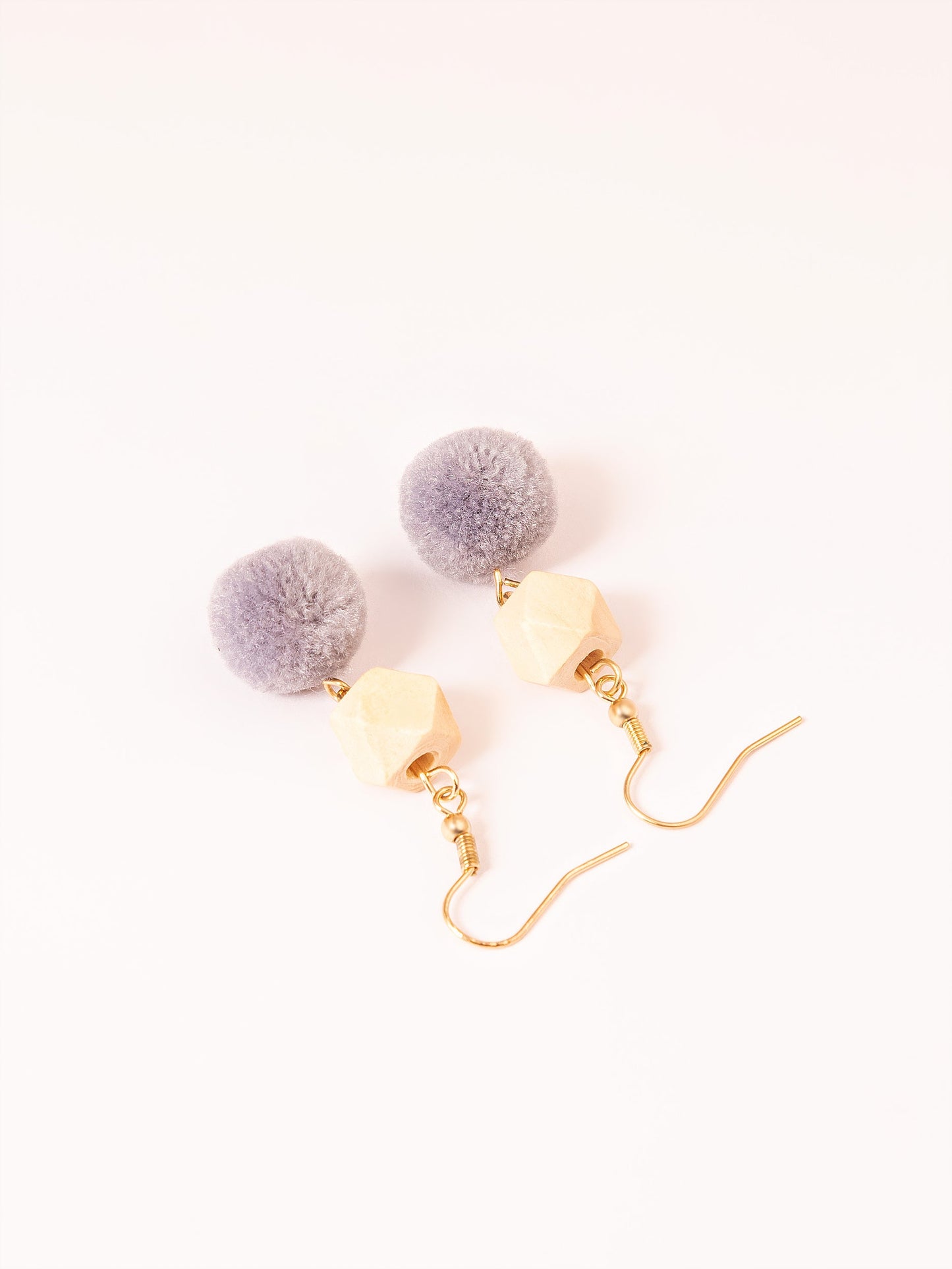 Geometric Pompom Earrings