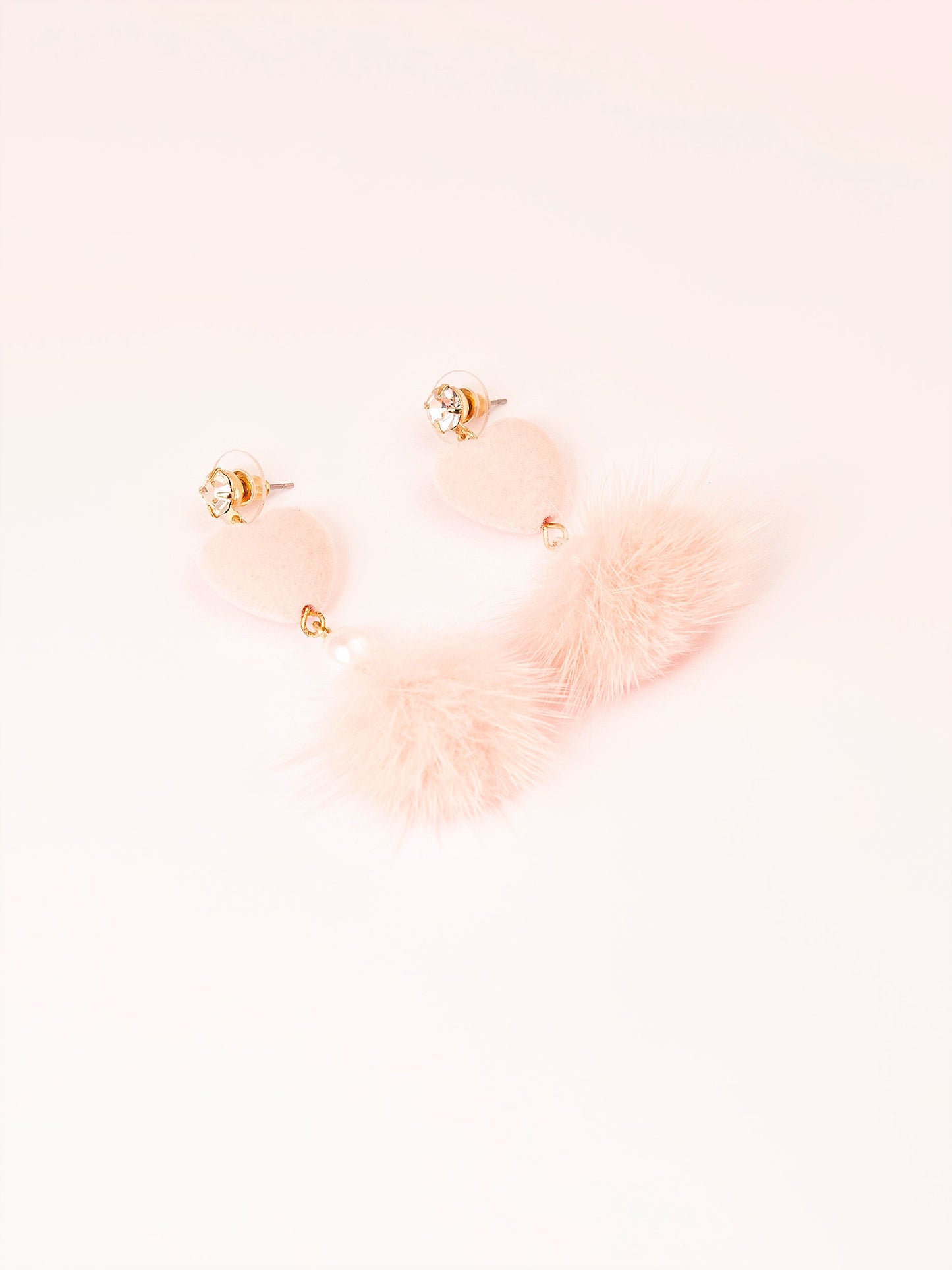 Heart Pompom Drop Earrings