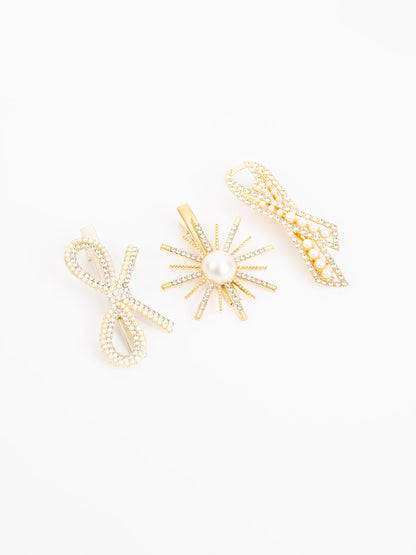 Embellished Bow Hair Clip Set