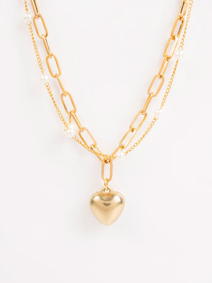 Heart Charm Pearl Bracelet