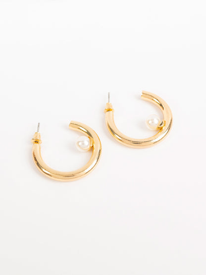 Pearl Half Hoops