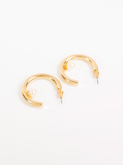 Pearl Half Hoops