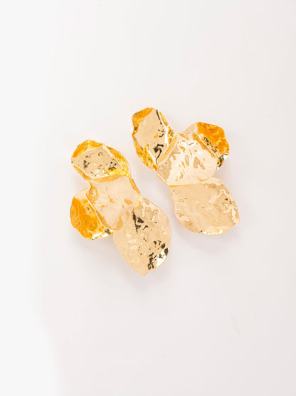 Hammered Half Flower Earrings