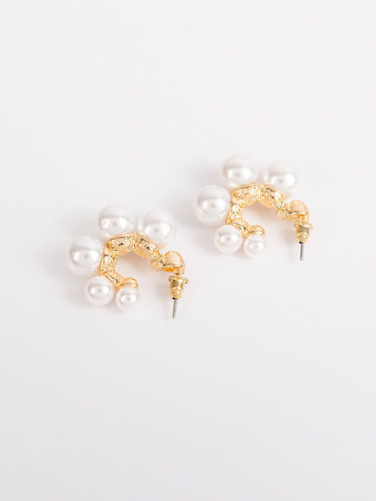 Pearl Half Hoops