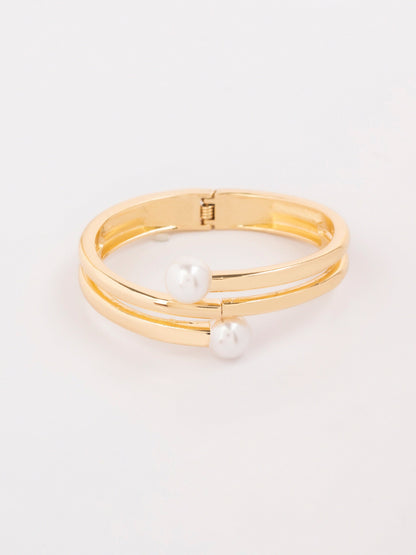 Pearl Spiral Cuff Bangle Bracelet