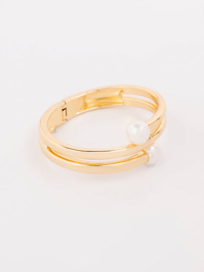 Pearl Spiral Cuff Bangle Bracelet