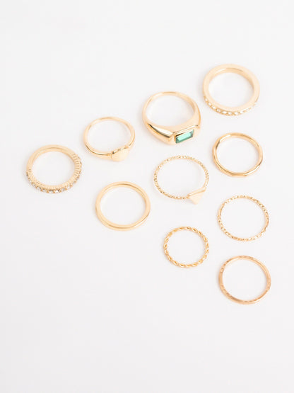 Emraled Stone Ring Set