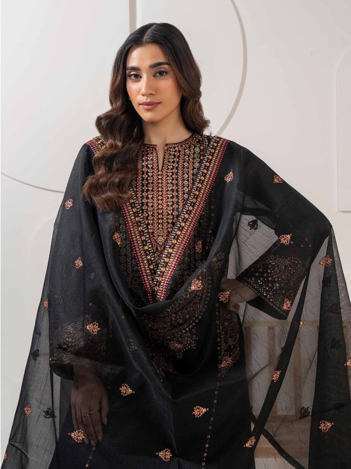 3 Piece Rajjo Net Suit-Embroidered (Pret)