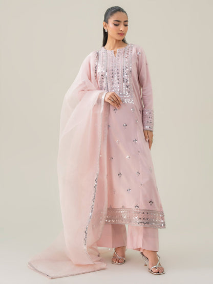 3 Piece Raw Silk Suit-Embroidered (Pret)