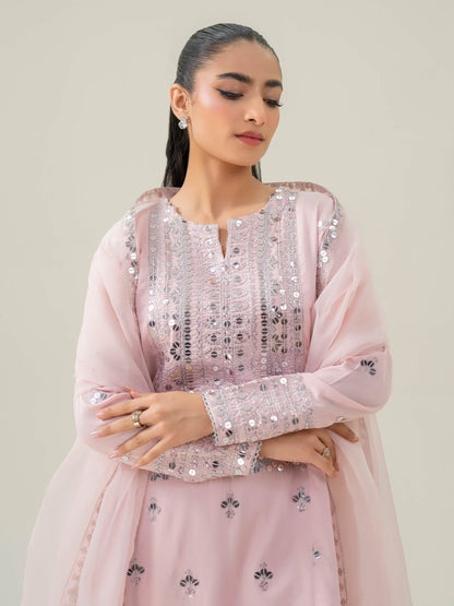 3 Piece Raw Silk Suit-Embroidered (Pret)