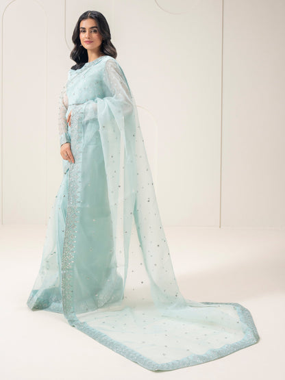 2 Piece Organza Saree-Embroidered (Pret)