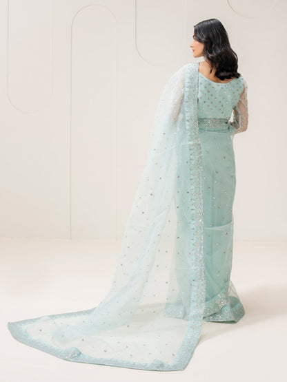 2 Piece Organza Saree-Embroidered (Pret)