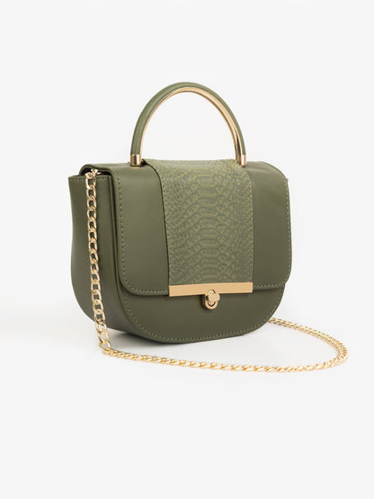 Snake Textured Hobo Handbag