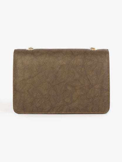 Textured Flap Handbag