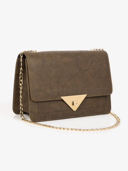 Textured Flap Handbag