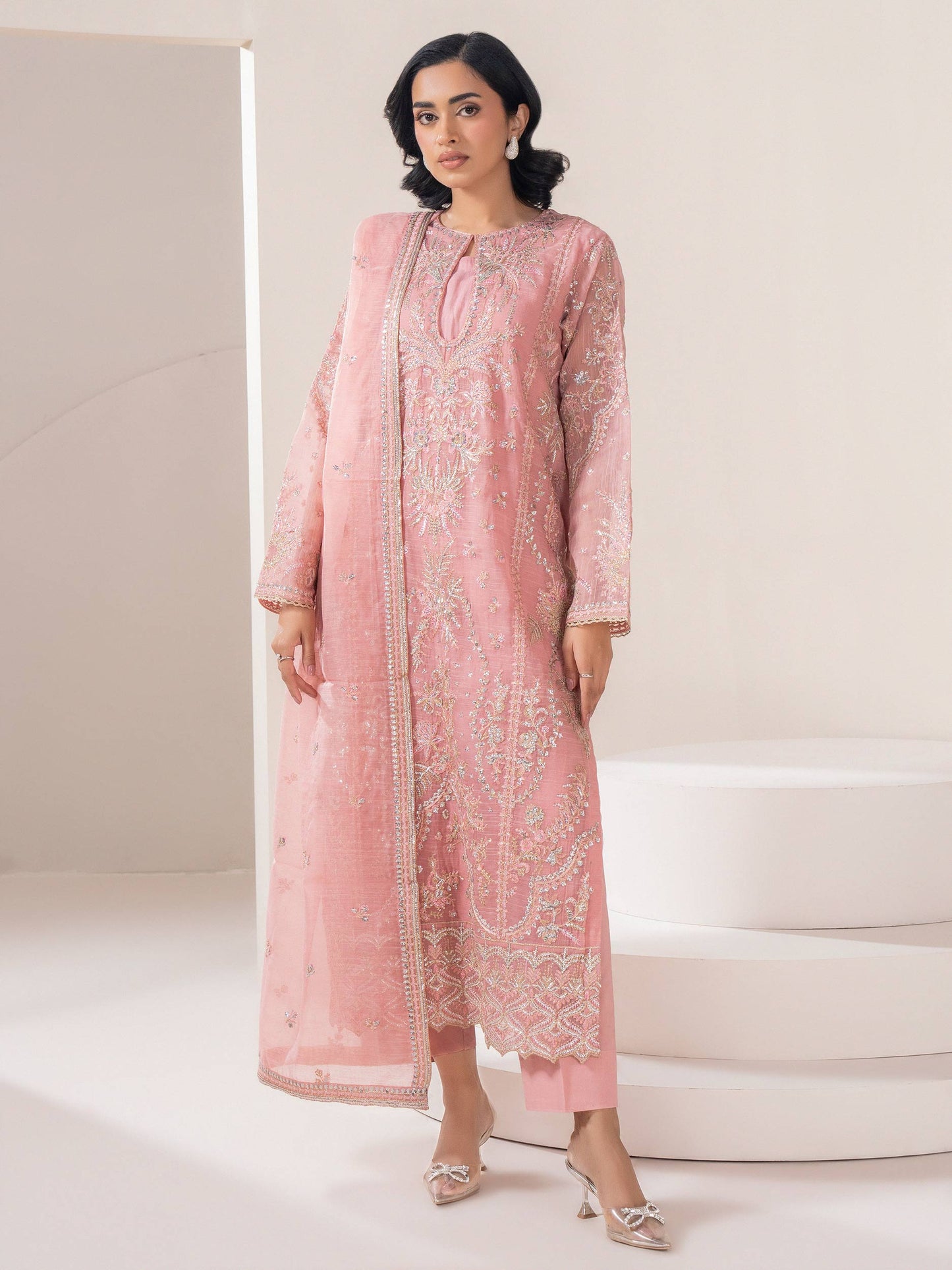 3 Piece Net Suit-Embroidered (Pret)