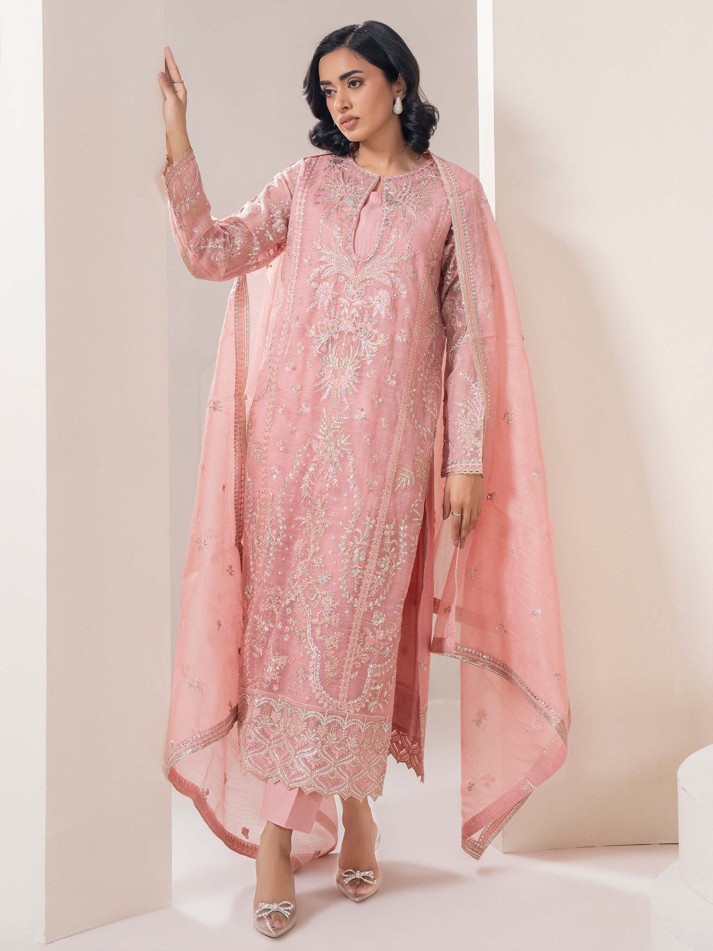 3 Piece Net Suit-Embroidered (Pret)
