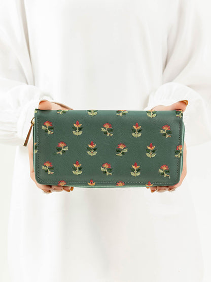 Embroidered Zip Wallet