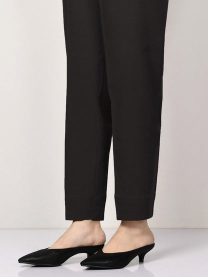 Raw Silk Trouser -  Black