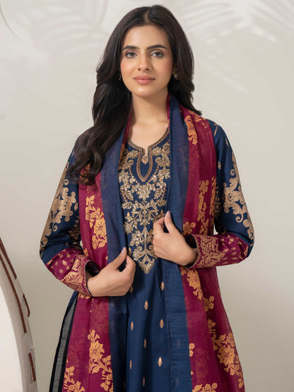 3 Piece Cambric Suit-Embellished (Pret)