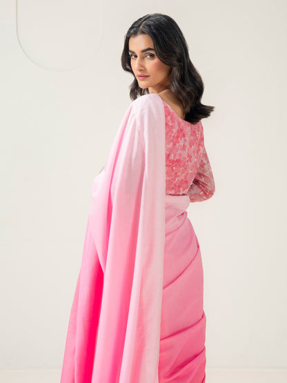 2 Piece Voile Saree-Embroidered (Pret)