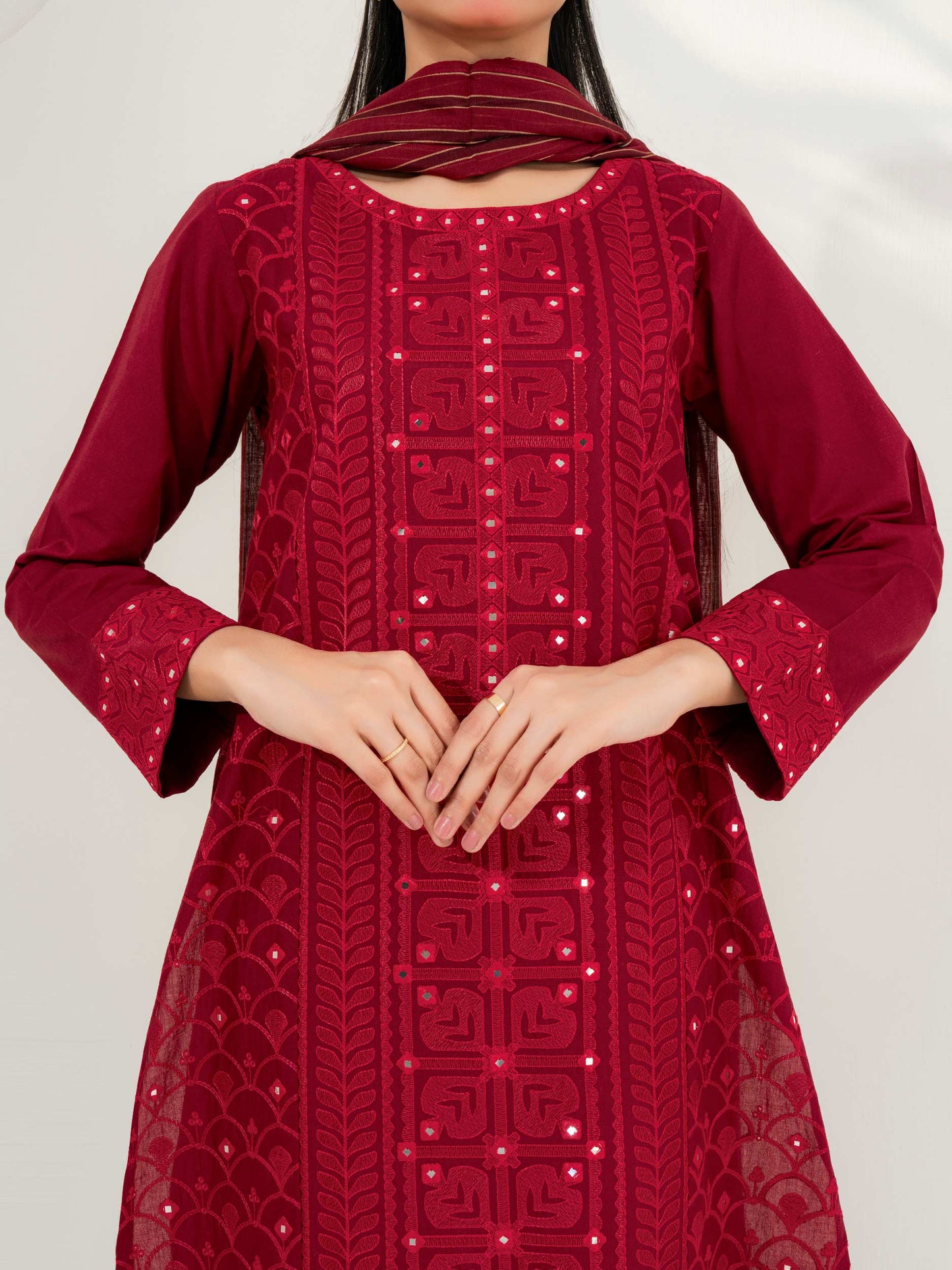 3 Piece Cambric Suit-Embroidered (Pret)