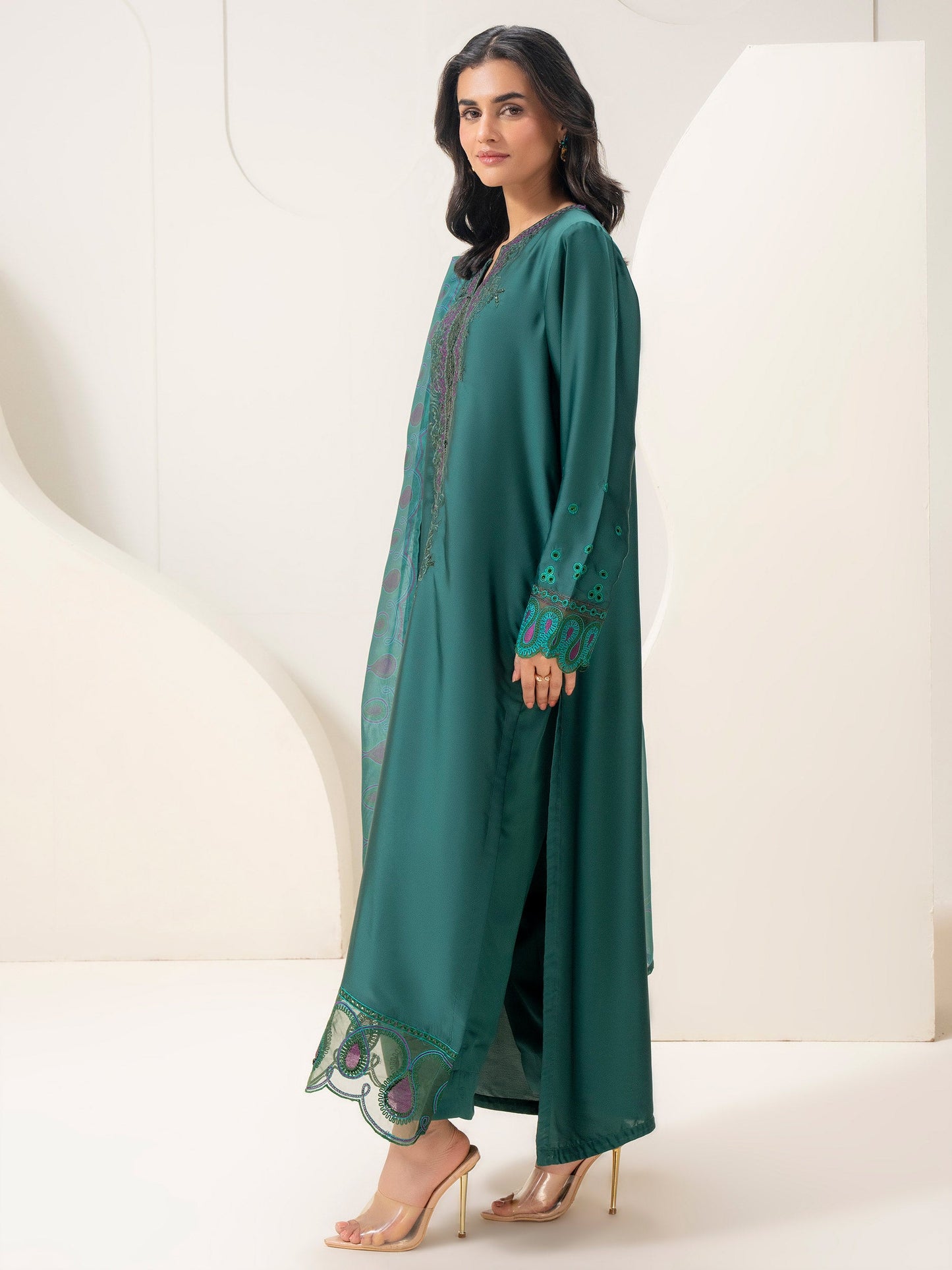 3 Piece Silk Suit-Embroidered (Pret)